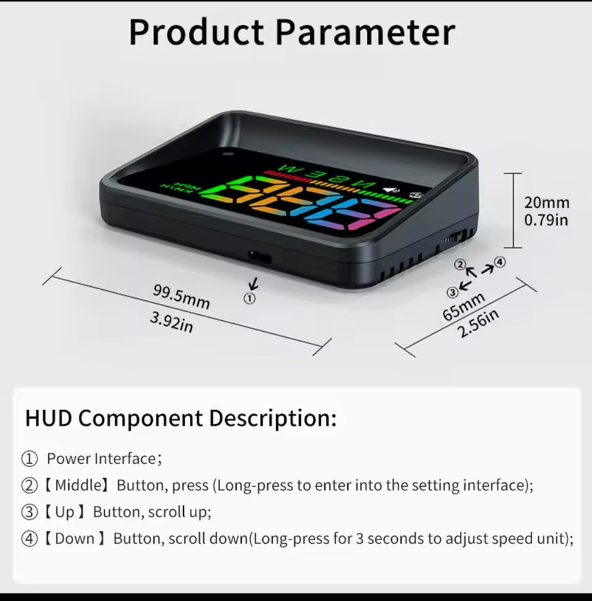 Car Glass Projection HUD Head-up Display Car Universal Speed High-precision Multi-function Color Speedometer
